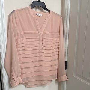 Calvin Klein Blush Pink V-Neck Blouse